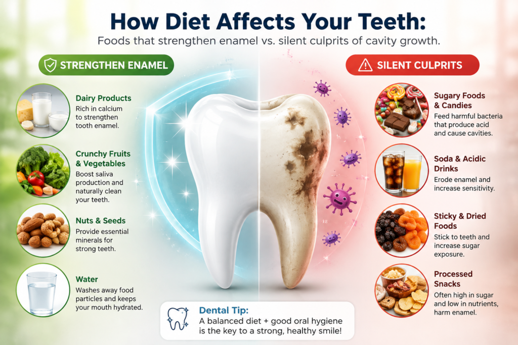 How Diet Affects Your Teeth: Foods that strengthen enamel vs. silent culprits of cavity growth