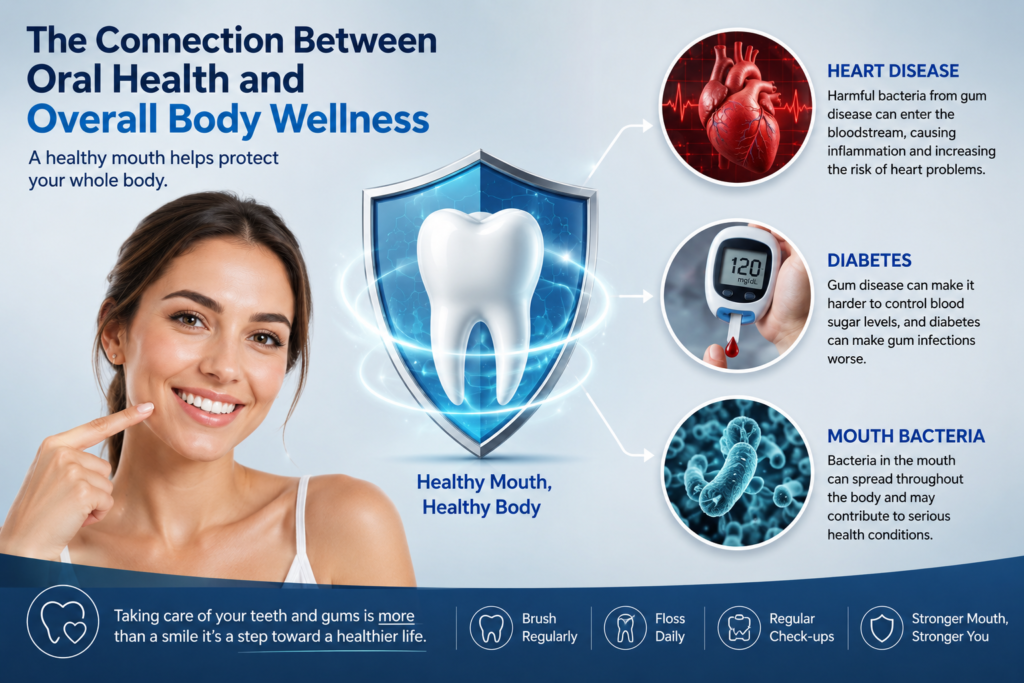 The Connection Between Oral Health and Overall Body Wellness: Heart disease, diabetes, and mouth bacteria.